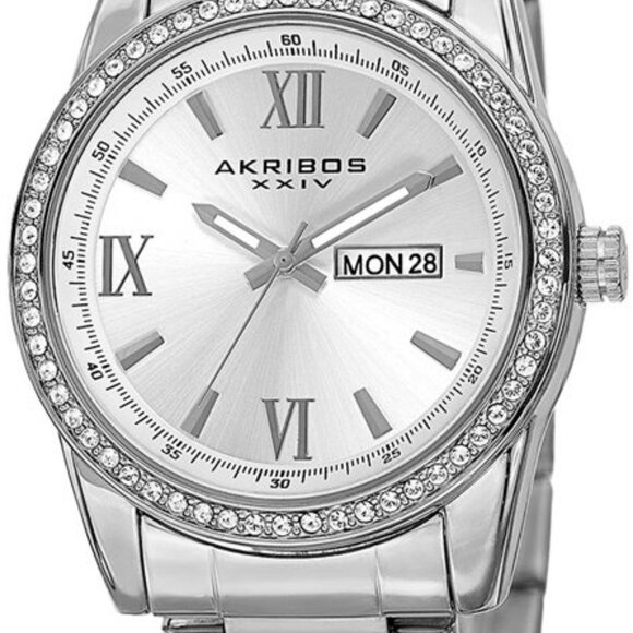 Akribos XXIV Crystal Silver colored/Steel Ø41 mm - Picture 1 of 3
